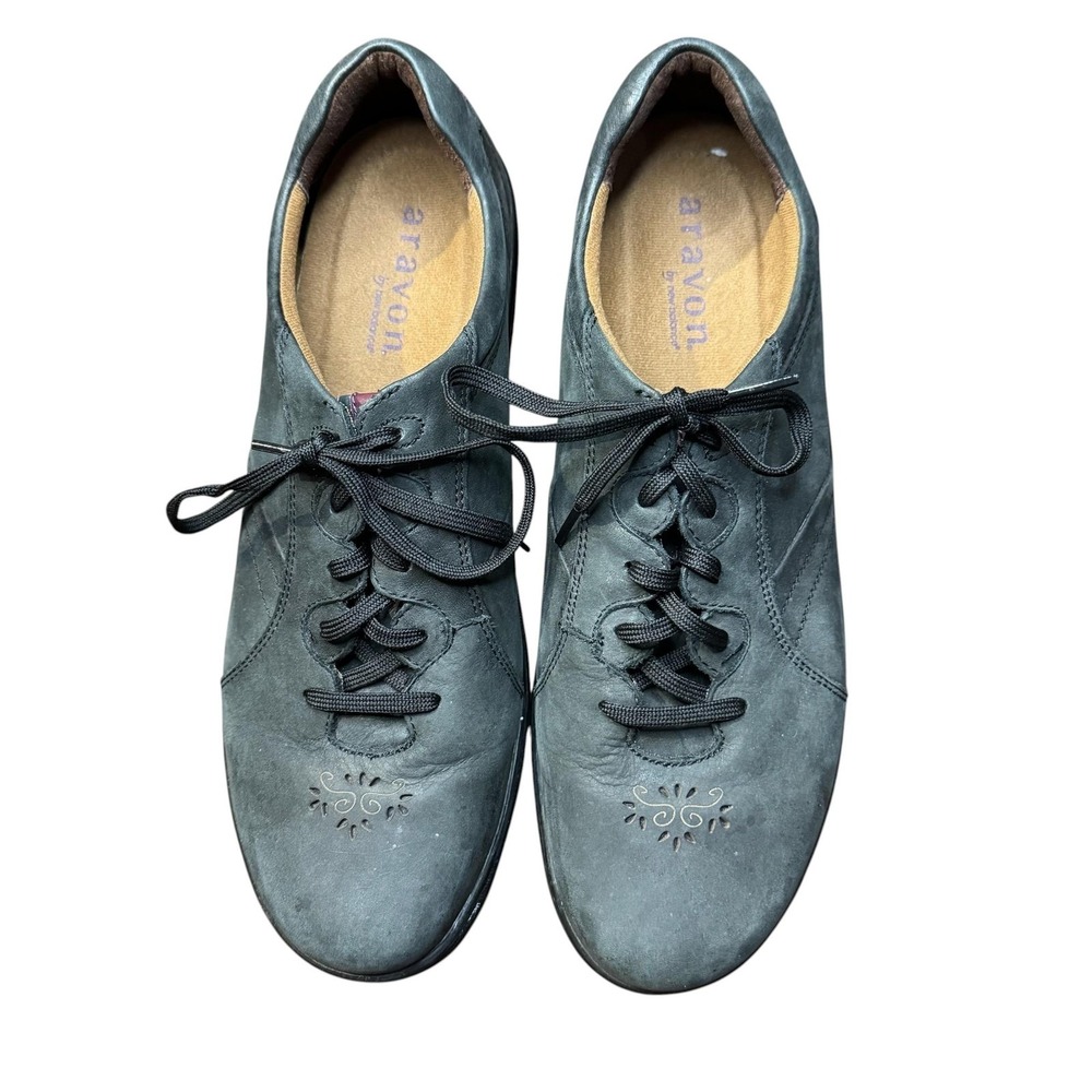 Aravon Shoes Womens Size 12 Green Leather‎ Lace Up Comfort Walking Sneakers